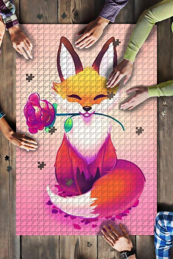 Fox Cute Rose Jigsaw Puzzle Set