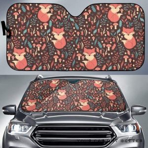 Fox Leaves Mushroom Pattern Car Auto Sun Shade