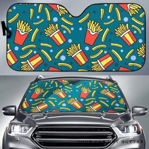 French Fries Red Paper Box Pattern Car Auto Sun Shade