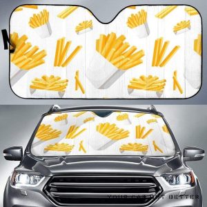 French Fries White Paper Box Pattern Car Auto Sun Shade