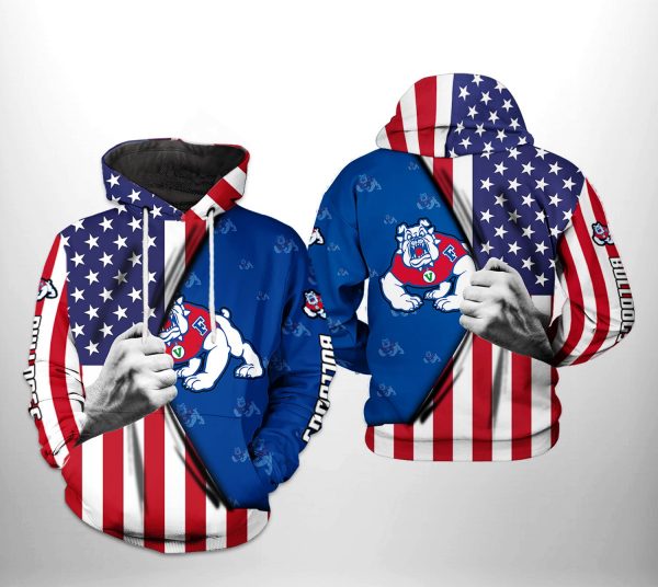 Fresno State Bulldogs NCAA US FLag 3D Printed Hoodie/Zipper Hoodie