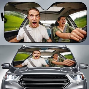 Funny Couple Driving Car Auto Sun Shade