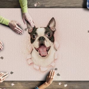 Funny Happy Boston Terrier? Jigsaw Puzzle Set