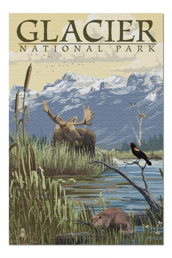 Glacier National Park Mountain And Marsh Jigsaw Puzzle Set