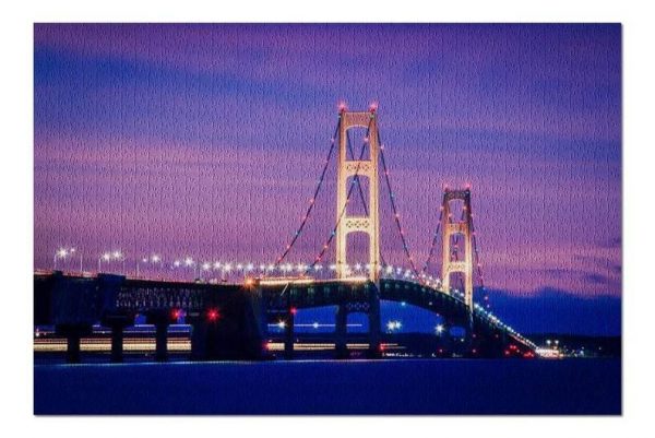 Glowing Mackinac Bridge Jigsaw Puzzle Set