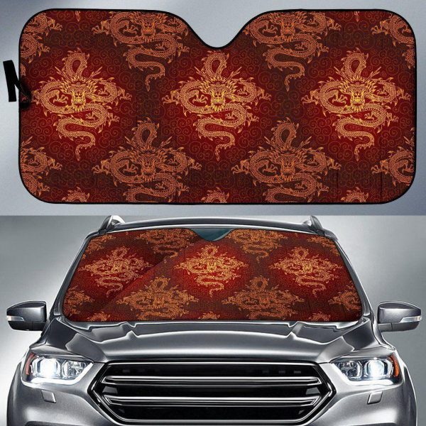 Gold Chinese Dragon Car Auto Sun Shade