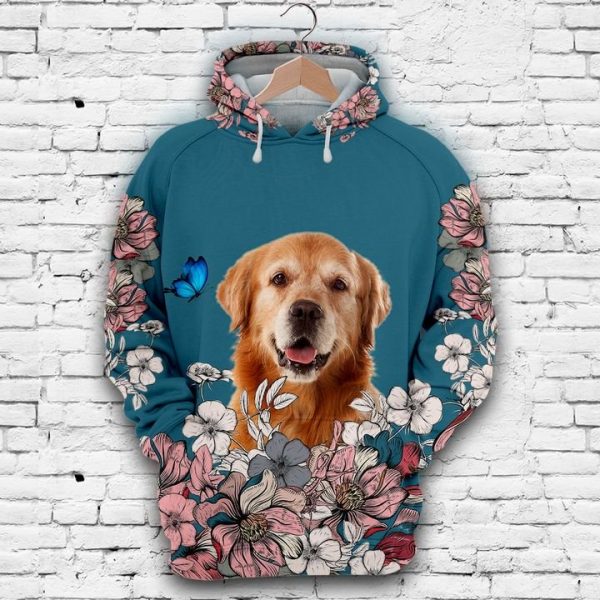 Golden Retriever And Flower 3D Printed Hoodie/Zipper Hoodie