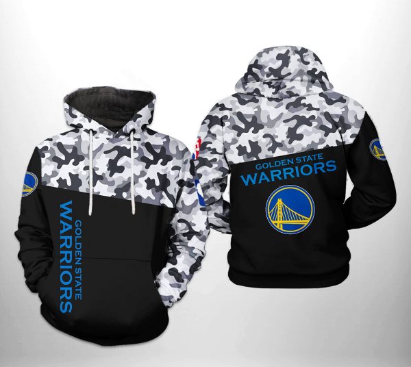 Golden State Warriors NBA Camo Veteran Team 3D Printed Hoodie/Zipper Hoodie
