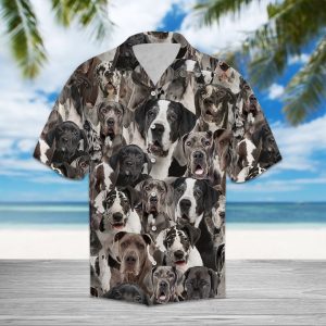 Great Dane Hawaiian Shirt Summer Button Up