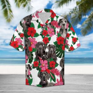 Great Dane Hibiscus Hawaiian Shirt Summer Button Up