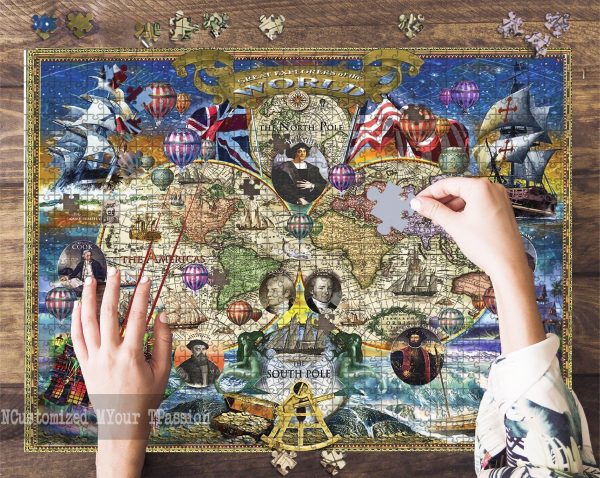 Great Explorers World Map Jigsaw Puzzle Set