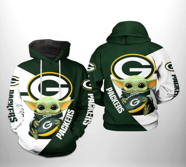 Green Bay Packers NFL Baby Yoda Team 3D Printed Hoodie/Zipper Hoodie