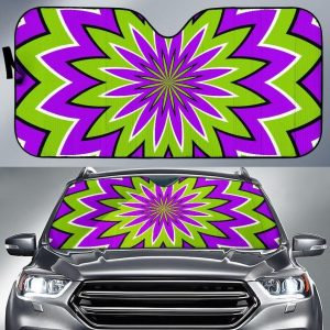 Green Flower Moving Optical Illusion Car Auto Sun Shade