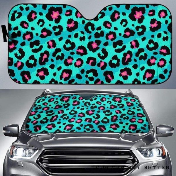 Green Leopard Skin Pattern Car Auto Sun Shade