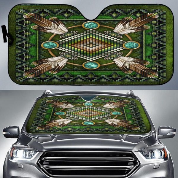 Green Mandala Native American Pride Car Auto Sun Shade