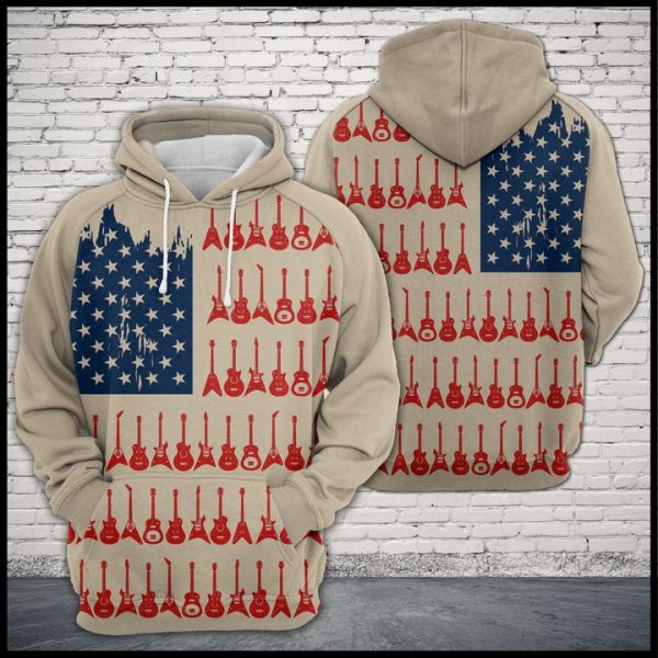 Guitar Usa Flag 3D Printed Hoodie/Zipper Hoodie