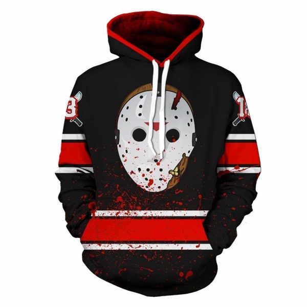 Halloween Friday 13Th Jason Voorhees Stripe 3D Printed Hoodie/Zipper Hoodie