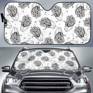 Hand Drawn French Fries Pattern Car Auto Sun Shade