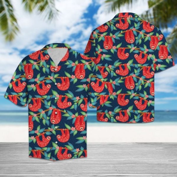 Happy Sloth Hawaiian Shirt Summer Button Up