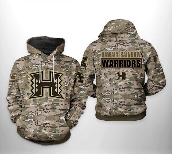 Hawaii Rainbow Warriors NCAA Camo Veteran 3D Printed Hoodie/Zipper Hoodie