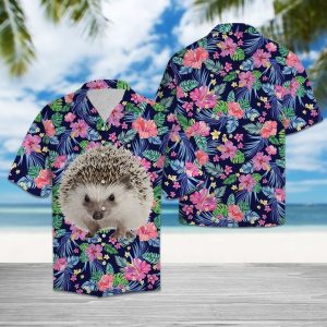 Hedgehogs Flower Hawaiian Shirt Summer Button Up