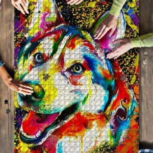 Husky Dog Colorful Jigsaw Puzzle Set