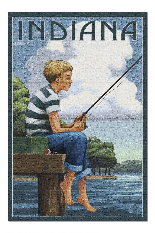 Indiana Boy Fishing Jigsaw Puzzle Set