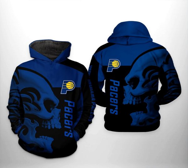 Indiana Pacers NBA Skull Team 3D Printed Hoodie/Zipper Hoodie