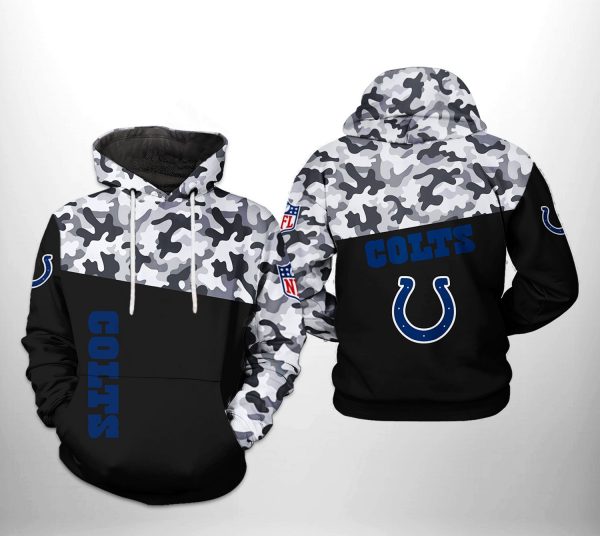 Indianapolis Colts NFL Camo Veteran Team 3D Printed Hoodie/Zipper Hoodie