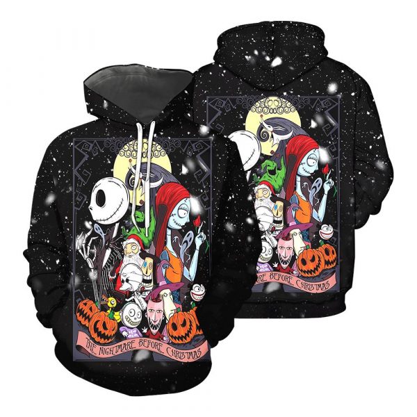 Jack Skellington And Sally The Pumpkin King Christmas Snow 3D Printed Hoodie/Zipper Hoodie