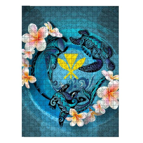 Kanaka Maoli (Hawaiian) Blue Plumeria Animal Turtle Tattoo Jigsaw Puzzle Set