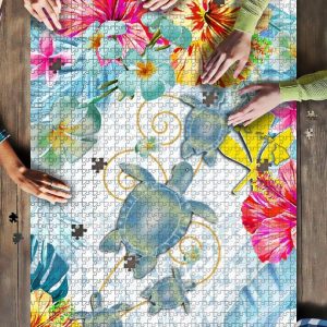 Kanaka Maoli (Hawaiian) Hibiscus Turtle Jigsaw Puzzle Set