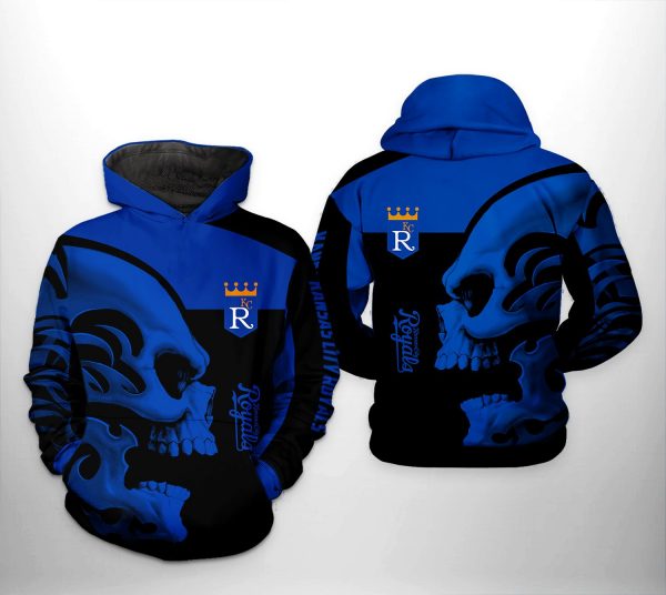 Kansas City Royals MLB Skull 3D Printed Hoodie/Zipper Hoodie