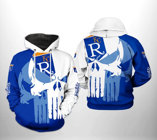 Kansas City Royals MLB Team Skull 3D Printed Hoodie/Zipper Hoodie