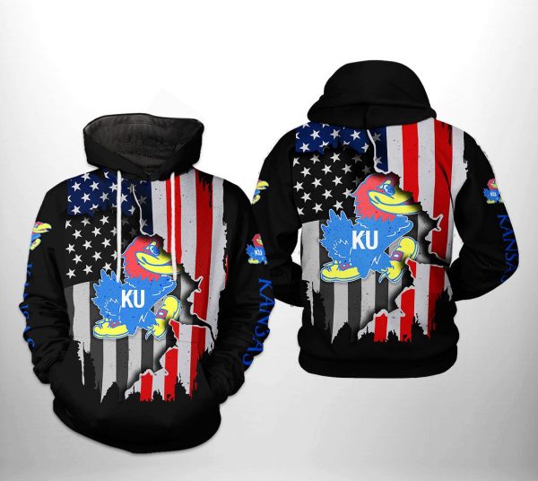 Kansas Jayhawks NCAA US Flag 3D Printed Hoodie/Zipper Hoodie