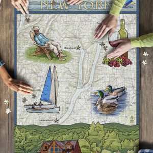 Keuka Lake, New York Nautical Chart Jigsaw Puzzle Set