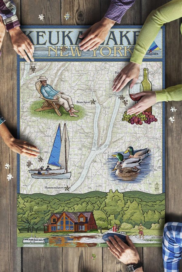 Keuka Lake, New York Nautical Chart Jigsaw Puzzle Set