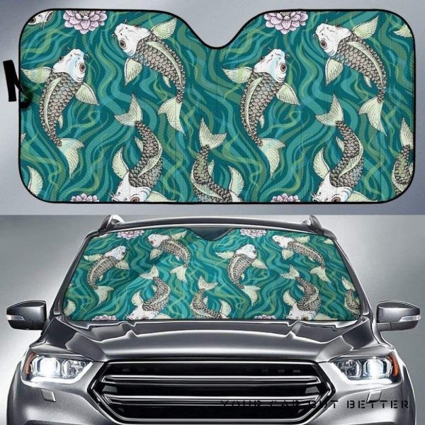 Koi Fish P Fish Lotus Pattern Car Auto Sun Shade