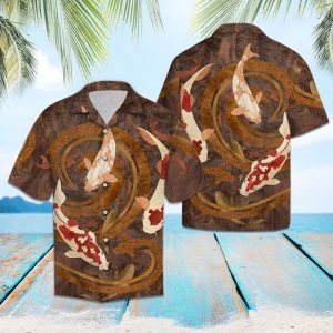 Koi Fish Vintage Hawaiian Shirt Summer Button Up