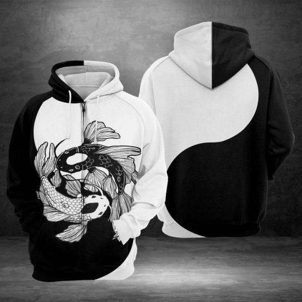 Koi Fish Yin Yang 3D Printed Hoodie/Zipper Hoodie