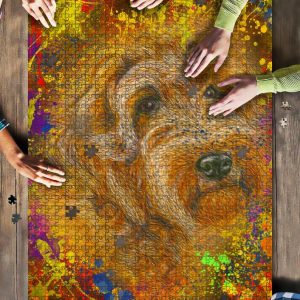 Labradoodle Dog Colorful Jigsaw Puzzle Set