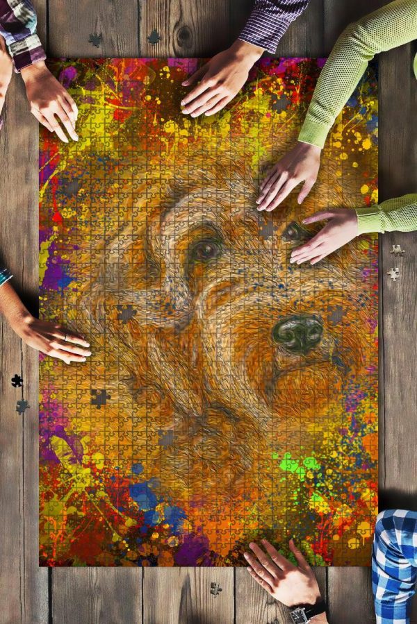 Labradoodle Dog Colorful Jigsaw Puzzle Set