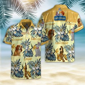 Lady and The Tramp Hawaiian Shirt Summer Button Up