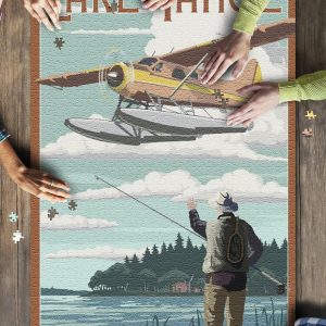 Lake Tahoe Float Plane And Fisherman Jigsaw Puzzle Set