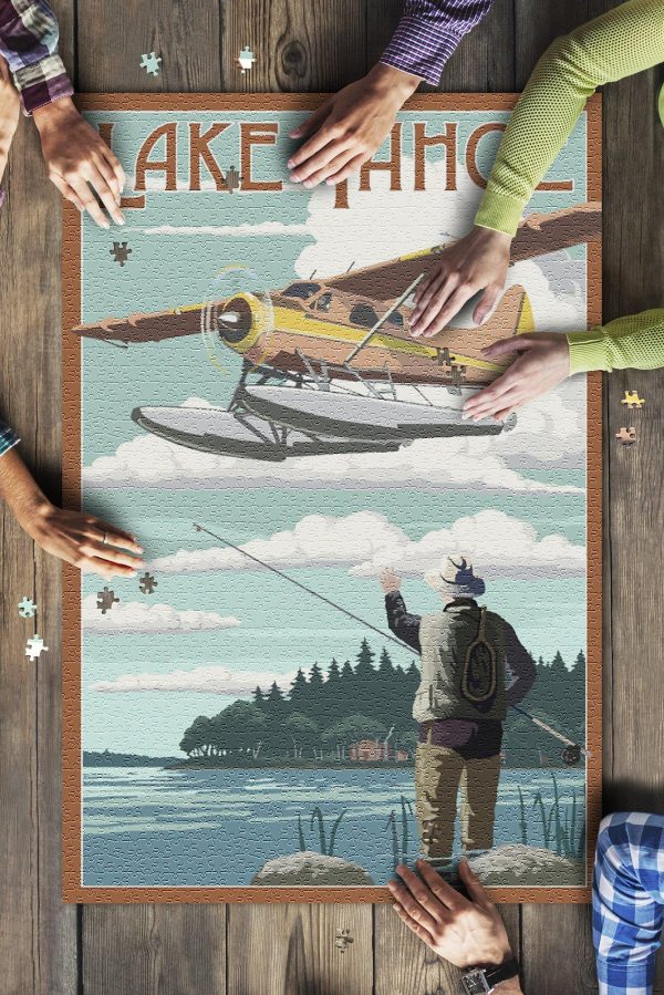 Lake Tahoe Float Plane And Fisherman Jigsaw Puzzle Set