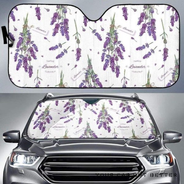 Lavender Flower Pattern Car Auto Sun Shade