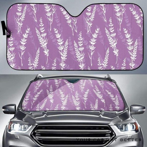 Lavender Flowers Purple Pattern Car Auto Sun Shade