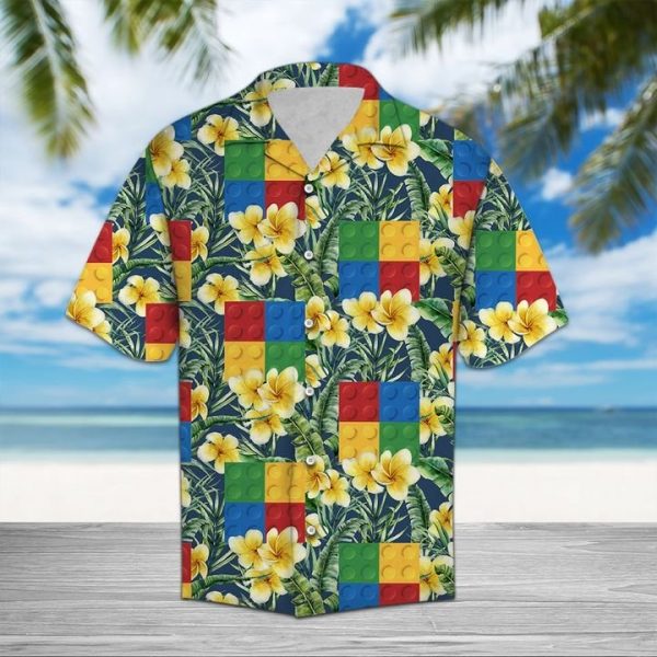 Lego Frangipani Hawaiian Shirt Summer Button Up