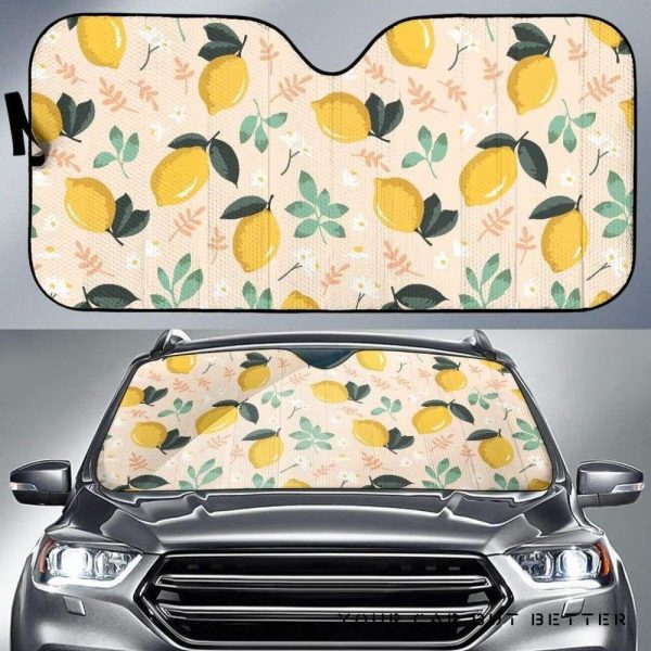 Lemon Flower Leave Pattern Car Auto Sun Shade