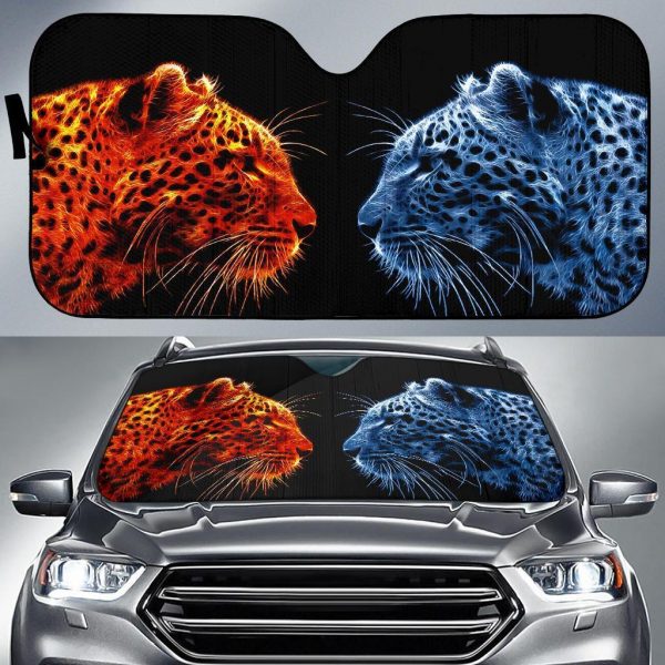 Leopard Ice Fires Car Auto Sun Shade